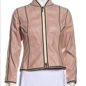 Giorgio Armani Soft Pink Lamb Leather Moto Jacket Size 42 (6 US)